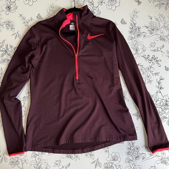 Nike pro dri fit burgundy quarter zip pullover - Picture 1 of 6